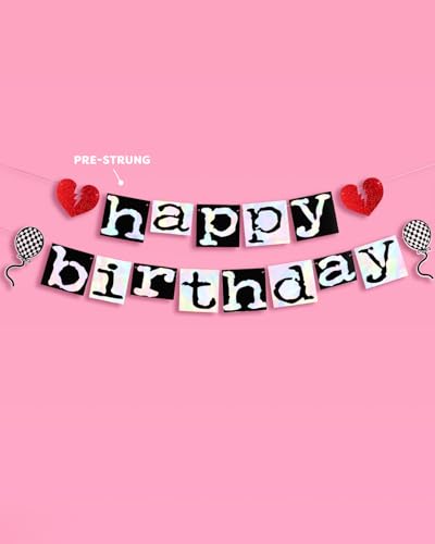 Iridescent Emo Birthday Banner | Goth Party Decor with Hearts