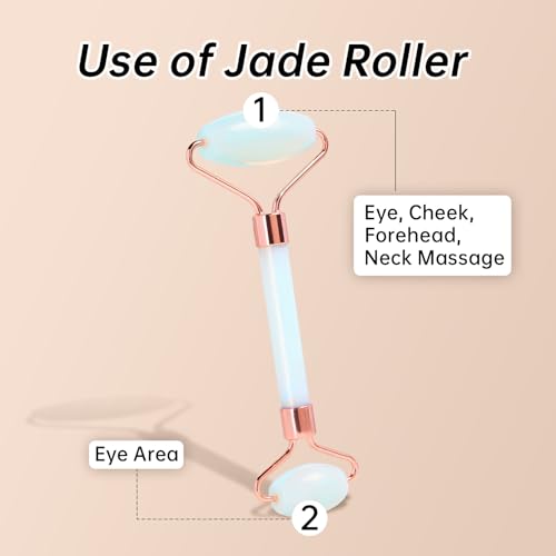 Opal Jade Roller and Gua Sha Set for Face Massage | Reduce Puffiness & Relieve Neck Tension