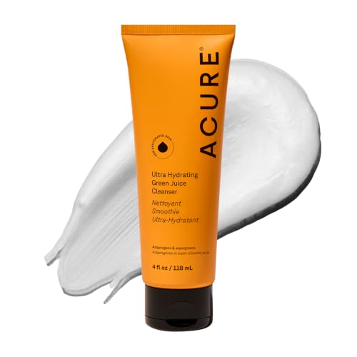 Acure Ultra Hydrating Green Juice Face Cleanser - 4 Fl Oz | Superfood Pore Scrub for All Skin Types