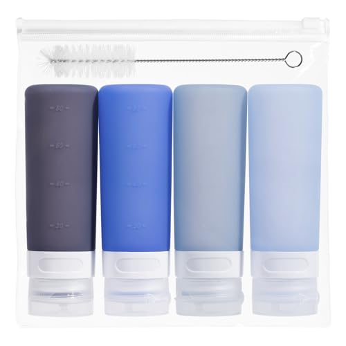MICEBAY 4 Pack Silicone Condiment Squeeze Bottles - Leakproof Salad Dressing Containers for On-the-Go