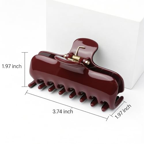 Premium Wine Red Shark Hair Clip for Thick Hair - Strong Hold