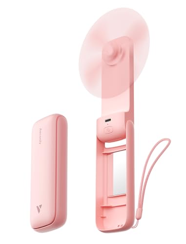 Aecooly Slim Portable Fan with Hidden Mirror - USB Rechargeable