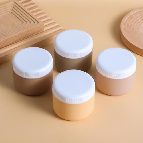 Kuangre 3oz Silicone Travel Containers for Toiletries - Leak-proof Cream Jars (4 Pack, Apricot)