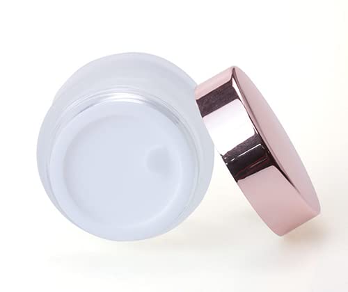 10 Pack 10g Clear Frosted Glass Cream Jars with Rose Gold Lids