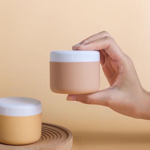 Kuangre 3oz Silicone Travel Containers for Toiletries - Leak-proof Cream Jars (4 Pack, Apricot)