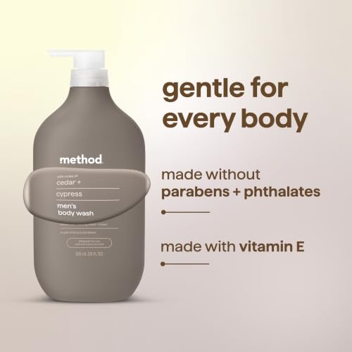 Method Men's Body Wash, Cedar + Cypress, 28 fl oz - Soothing & Moisturizing