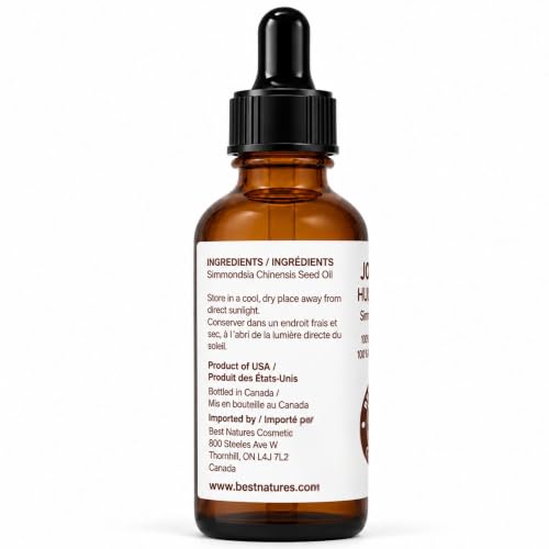 Jojoba Oil 2 fl oz - Pure, Unrefined & Cold Pressed - For Skin & Hair - Best Nature's Cosmetics (Pack of 1)