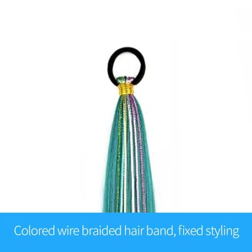 26 Inch Braided Ponytail Extensions - Green/Purple/Blue Synthetic Hair (2 Pack)