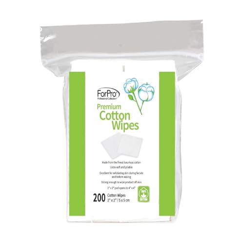ForPro 200ct Extra-Soft Cotton Wipes | 2x2 in Makeup Remover