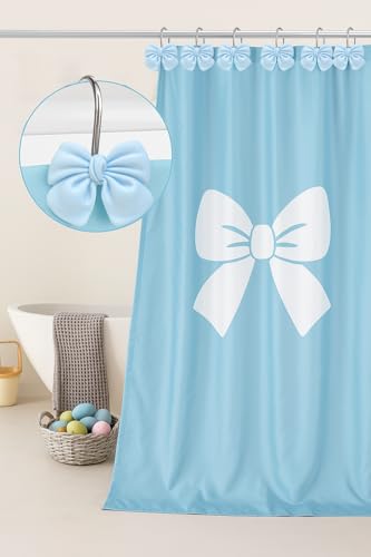 YOINIUEM Soft Light Blue Shower Curtain Hooks - Set of 12
