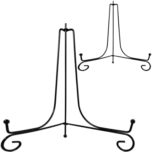 HENABLE 2PCS 12 Inch Black Iron Plate Stands for Display