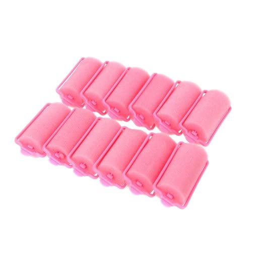 12 Pack Large Pink Foam Hair Curlers - Soft Reusable Rollers for Overnight Styling
