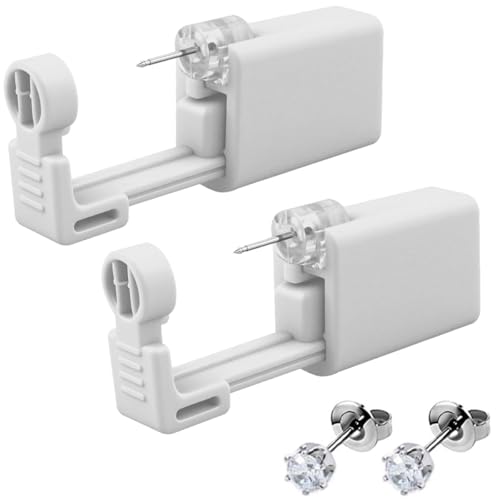 Ear Piercing Kit - 2 Pcs No Pain Home Use Gun with CZ Studs