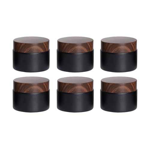 6Pcs Black Travel Lotion Containers - 50g Glass Jars with Lids