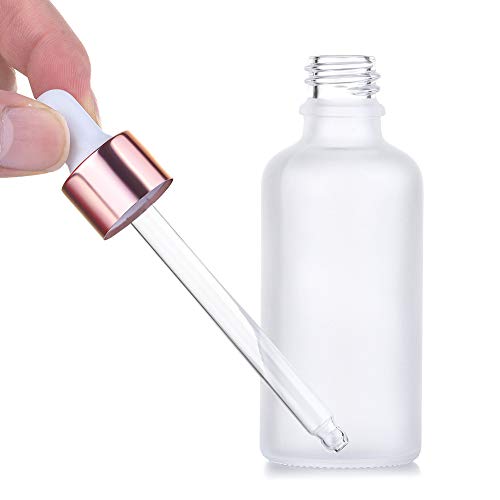 12-Pack 30ml Frosted Glass Dropper Bottles with Rose Gold Caps