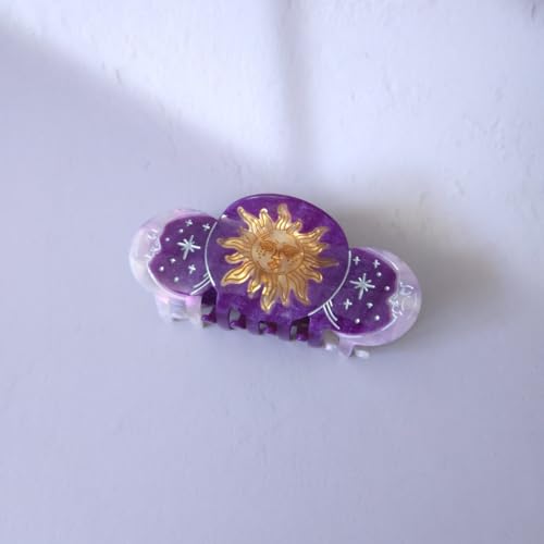 Purple Boho Sun Hair Clip - Stylish Acetate Claw for Women