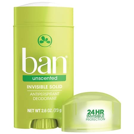 Ban Unscented Invisible Solid Antiperspirant Deodorant 2.6 oz (3 pack)