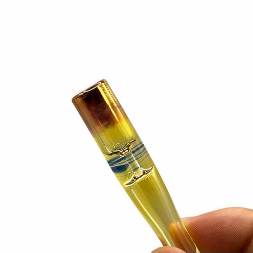 Handmade 3 Inch Golden Borosilicate Glass Blowing Stem Tube - 2 PCS