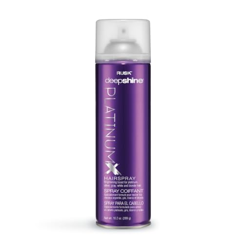 RUSK Deepshine PlatinumX Hairspray - Fast-Drying, Frizz Control, Violet Toning for Blonde & Silver Hair, 10.2 oz