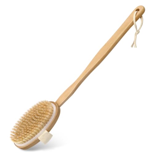 Natural Bristle Dry Brush with Long Handle for Back Exfoliation