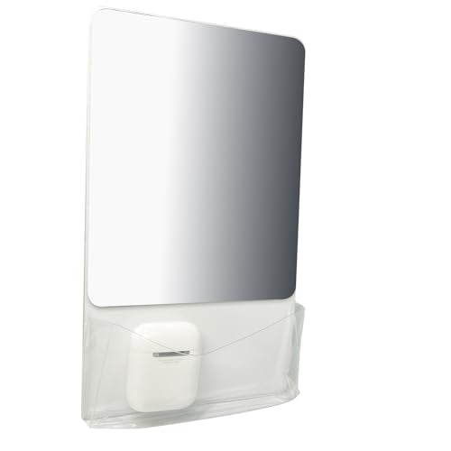 Magnetic Locker Mirror with Storage Pocket - 9.4" x 5.5" Real Glass