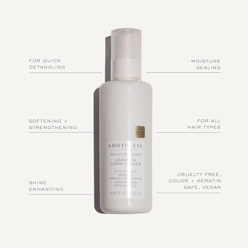 Kristin Ess Leave In Conditioner Spray - Lightweight Anti-Frizz Detangler with Castor Oil