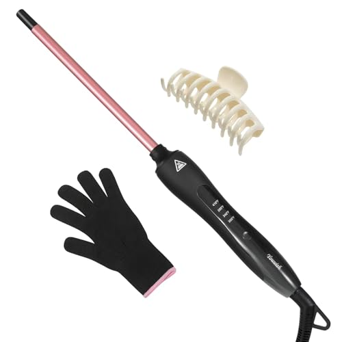 Youuish Rose Gold 3/8 Inch Mini Curling Iron 9mm Tiny Wand for Long Hair