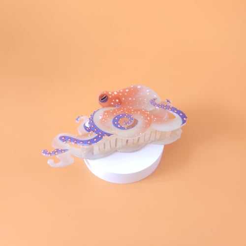 Pink Octopus Hair Clip - Acetate Claw Clip for Women