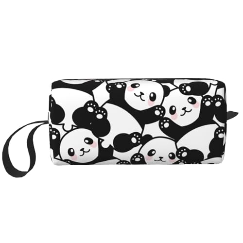 JKJOJIA Panda Black White Makeup Bag Organizer Portable Travel Cosmetic Pouch