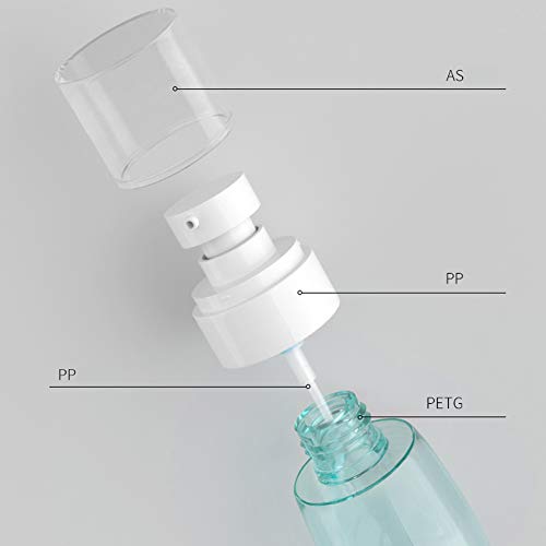 JOSALINAS 2oz Airless Pump Bottles 4-Pack - Clear Refillable Travel Containers for Lotion, Creams, Foundation
