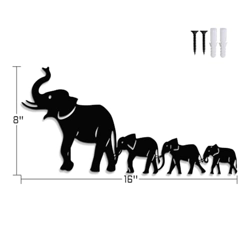 Abstract Geometric Elephant Metal Wall Art - 16x8 Inch Decor