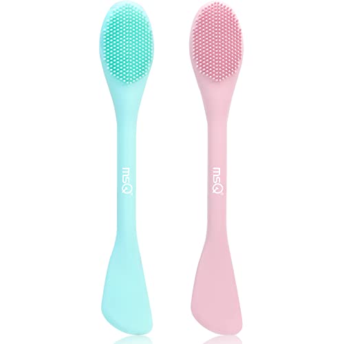 MSQ Silicone Face Mask Brush Pink & Blue Double-End Facial Cleansing Tool