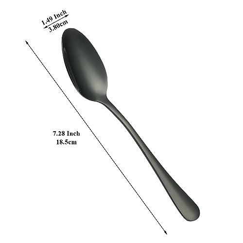 Evanda Black Titanium Plated Stainless Steel Dinner Spoons - 12 Pack, 7.28"
