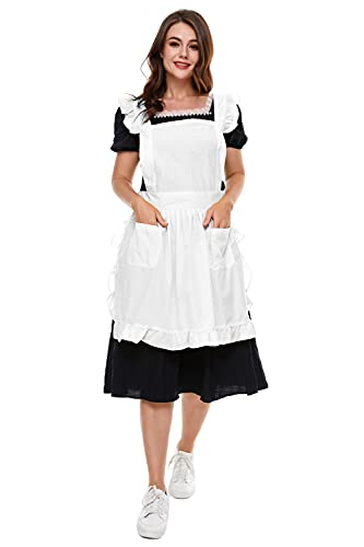 Retro Adjustable Ruffle Apron with Pockets for All Sizes