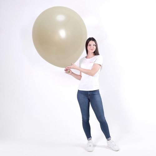 18-Inch Pearl White Sand Balloons - 12 PCS Extra Large Latex for Weddings & Parties