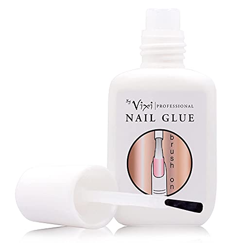 By Vixi Extra Strong Nail Glue with Brush - 15ml Instant Dry Adhesive