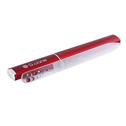 G.Liane Crystal Glass Nail File with Crystals - Red Bubble, Manicure & Pedicure Tool