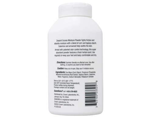 Zeasorb Excess Moisture Absorbing Powder 2.5 Oz Pack of 2 for Skin Protection