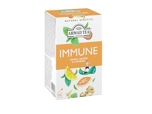 Ahmad Tea Immune Herbal Tea with Lemon, Ginger & Turmeric - 20 Teabags