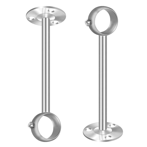 Heavy Duty 6 Inch Ceiling Curtain Rod Brackets - 2 Pack, Stainless Steel