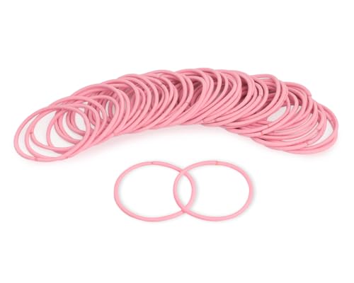 50-Pack Pink Elastic Hair Ties - No Damage Ponytail Holders