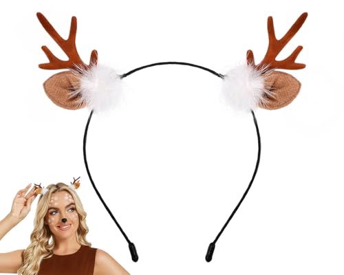 Brown Reindeer Antlers Headband for Women Halloween Costume Cute Hair Accessory