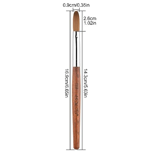 KADS 16# Pure Kolinsky Acrylic Nail Brush - Oval Crimped RedWood Handle