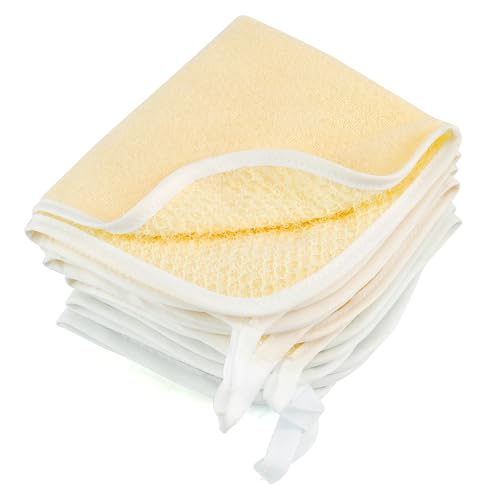 Kiopdse White 5-Pack Exfoliating Face & Body Washcloths - Double-Sided Cotton & Nylon
