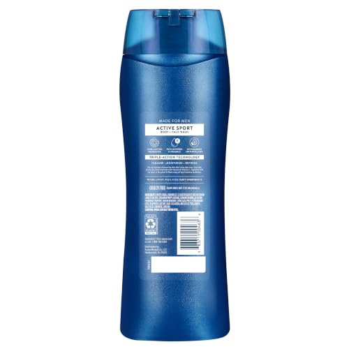 Suave Men Active Sport 2-in-1 Body and Face Wash, 18 oz (Pack of 6)