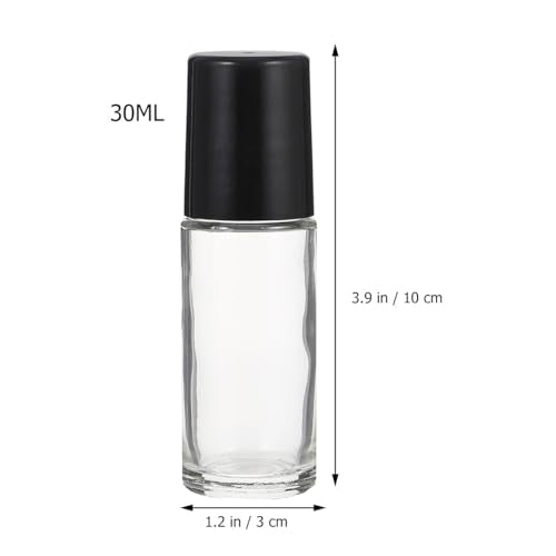 30ML Refillable Glass Essential Oil Roller Bottles Set - Black, Portable, Leakproof