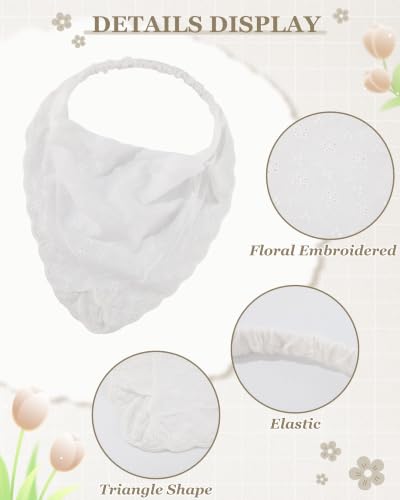 CHLINS Lace Head Scarf Bandana Headband Set - White Cotton (2PCS)