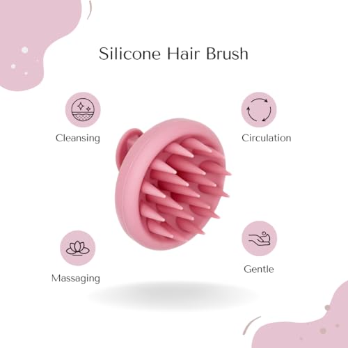 Pink Silicone Hair Brush for Scalp Massage & Exfoliation - Waterproof, Soft Bristles for Men & Women - Organic To Green
