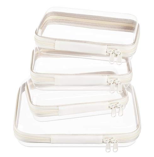 WELPIRT 4-Piece Clear Hard Shell Zipper Pouch Set for Travel and Organization