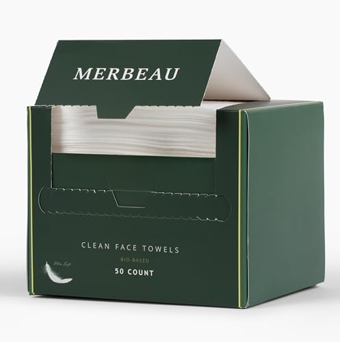 Merbeau 50 Pack Ultra Soft Biobased Facial Towels for Sensitive Skin, Makeup Remover Wipes